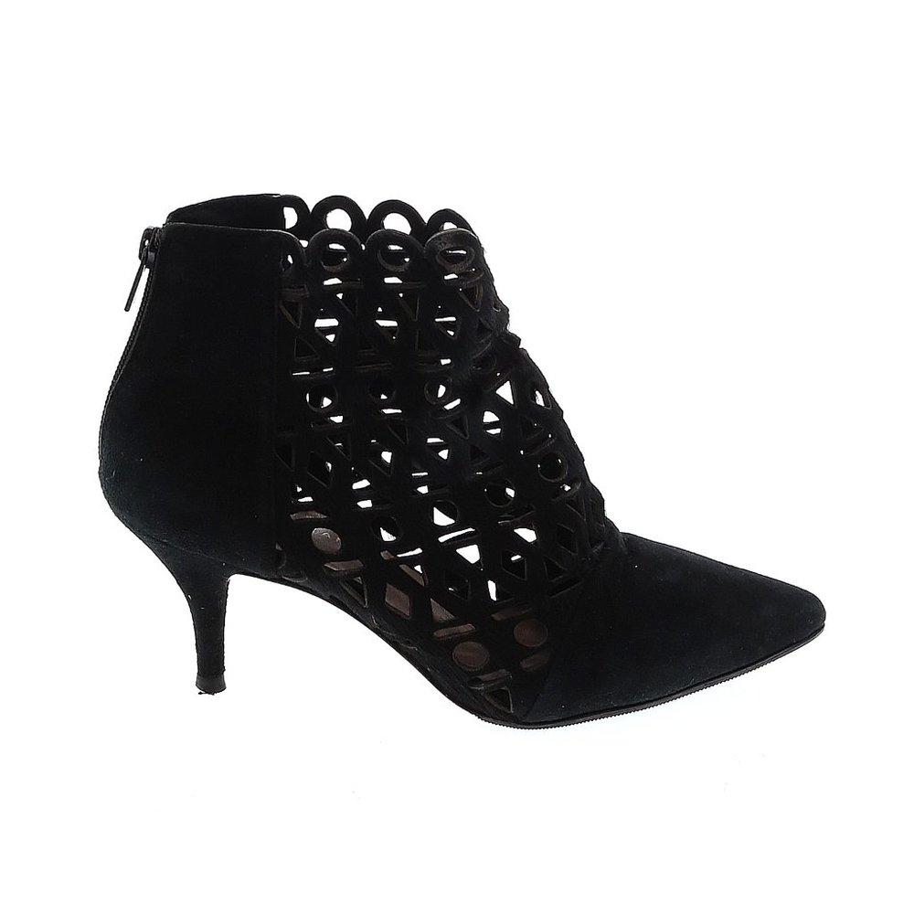 Loeffler Randall Ankle Boots Suede Black Cutout 7